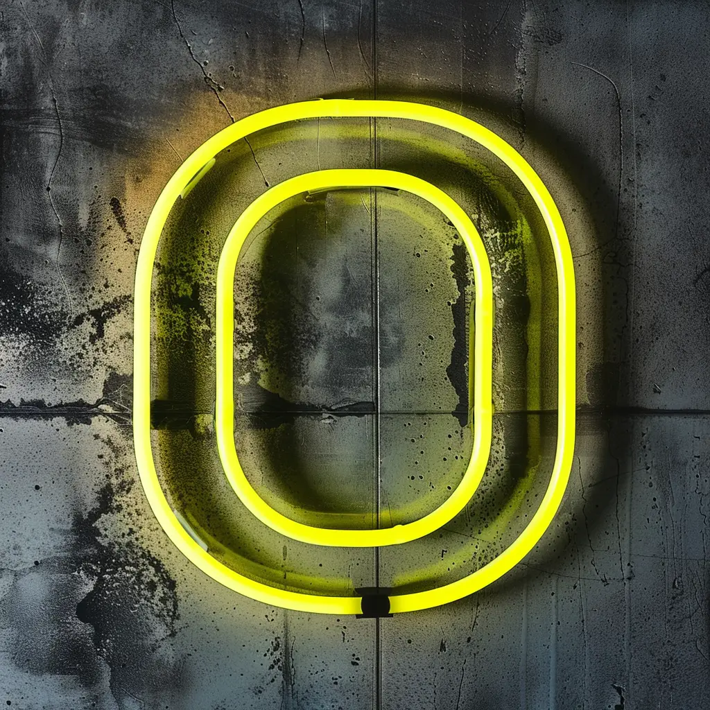 O letter yellow LED neon light text word