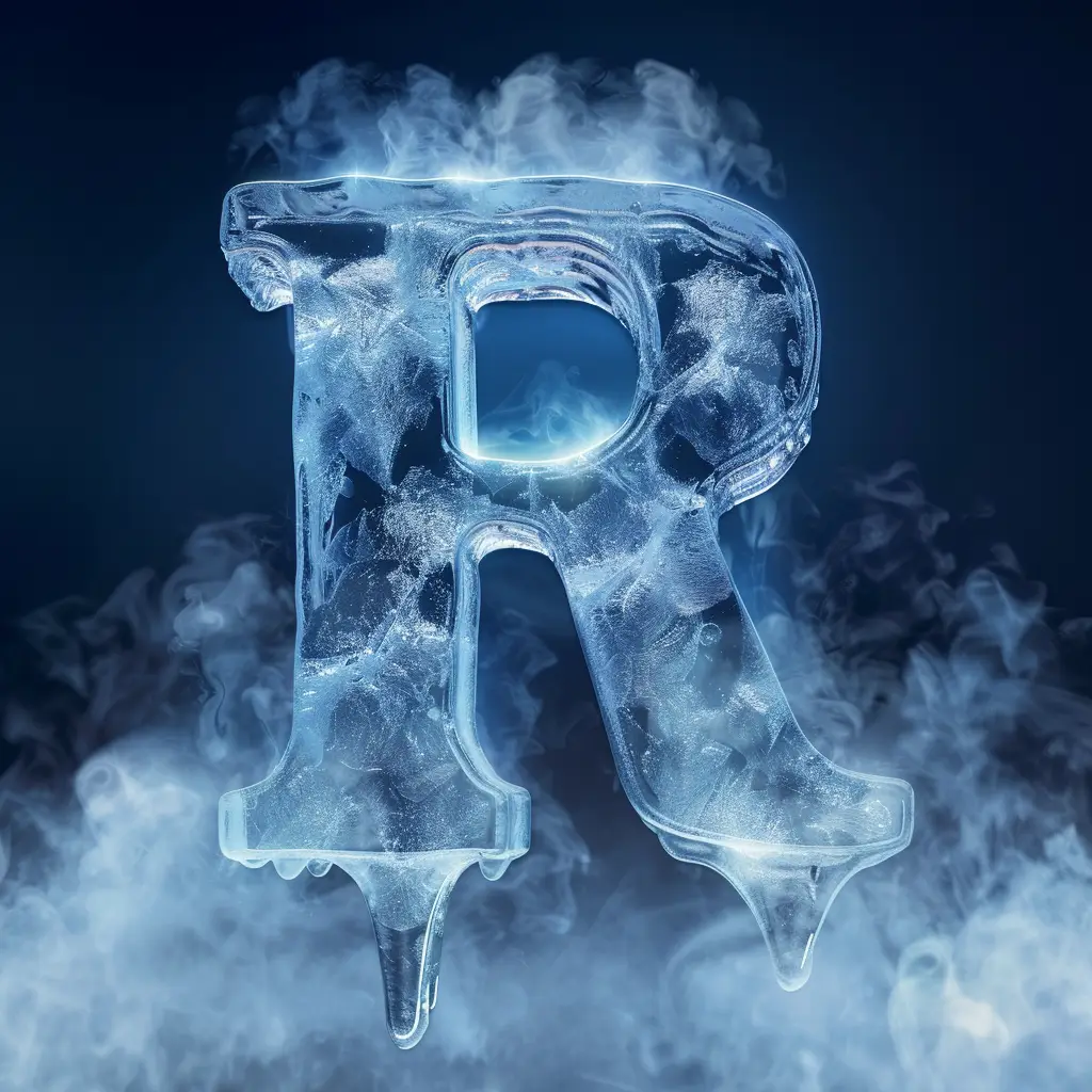 R letter cold ice block word text freeze 3D
