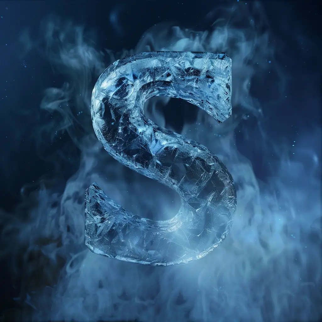 S letter cold ice block 3D text word freeze