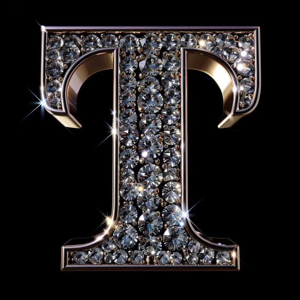 T letter word text type diamond gold 3D