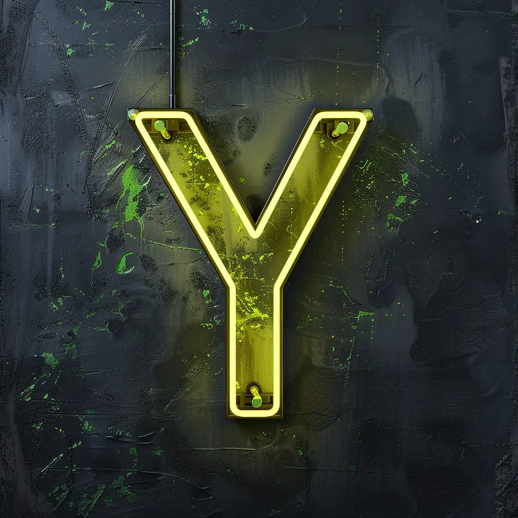 Y letter green LED light neon text word