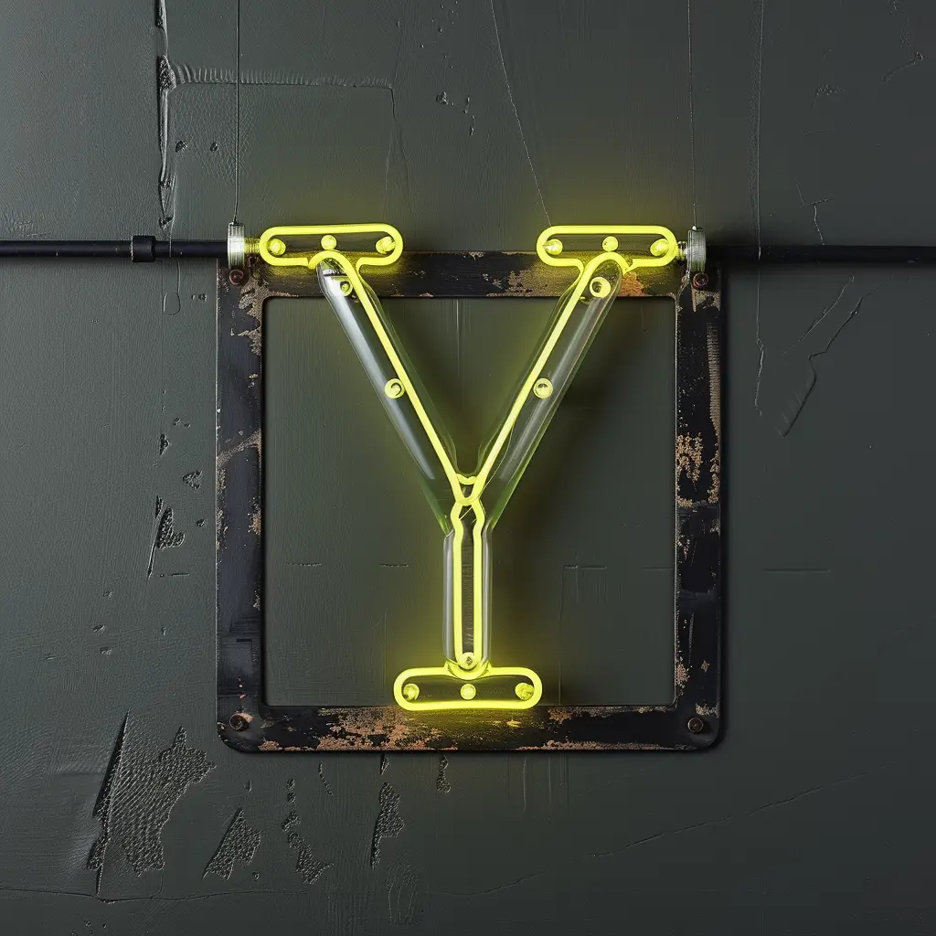 Y letter green LED light neon word text