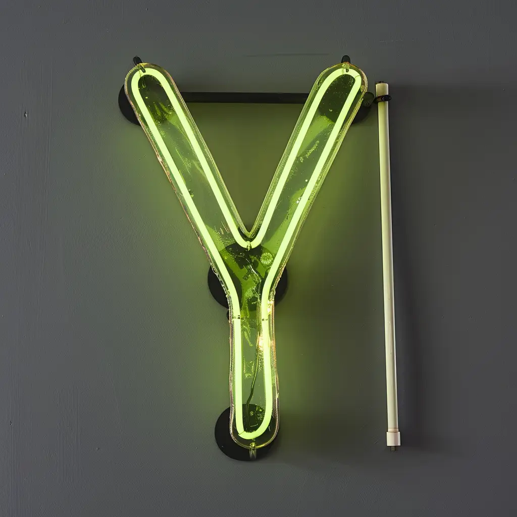 Y letter green LED neon light text word