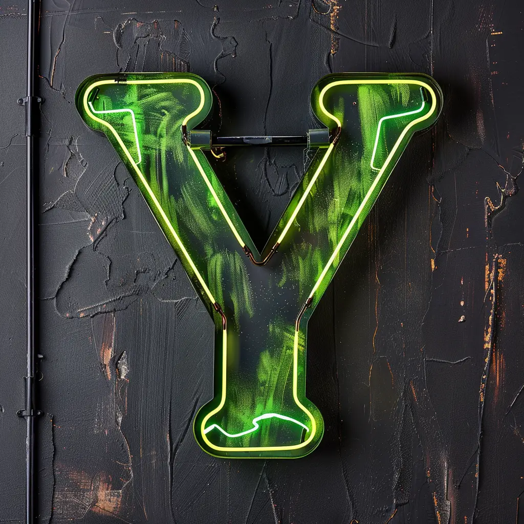Y letter green LED neon light word text