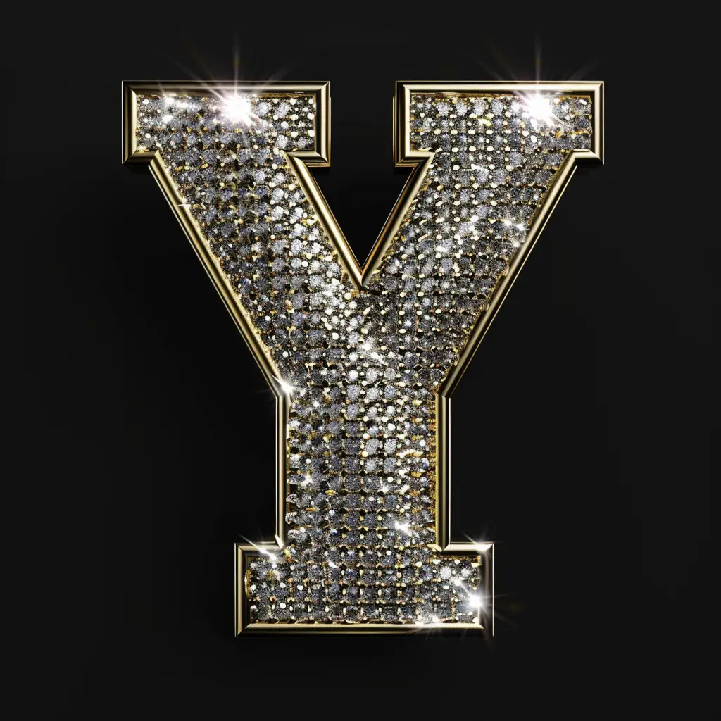 Y letter word text type diamond gold 3D