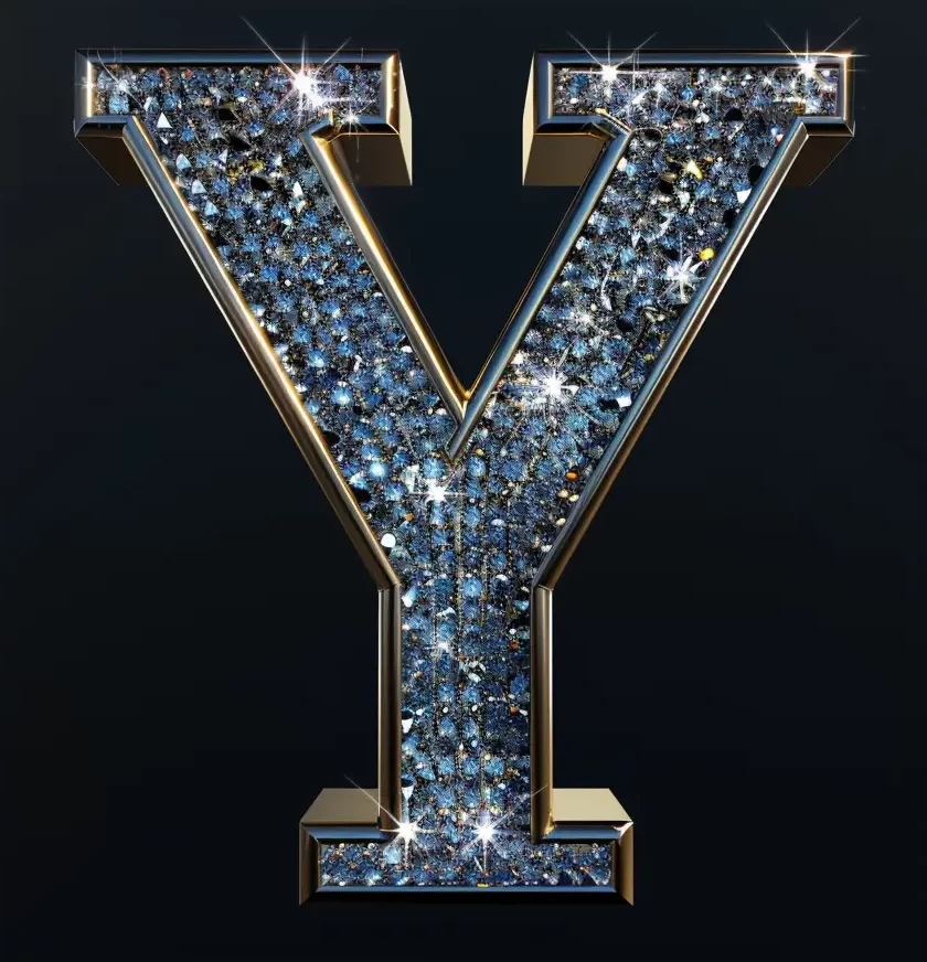 Y letter word type text diamond gold 3D