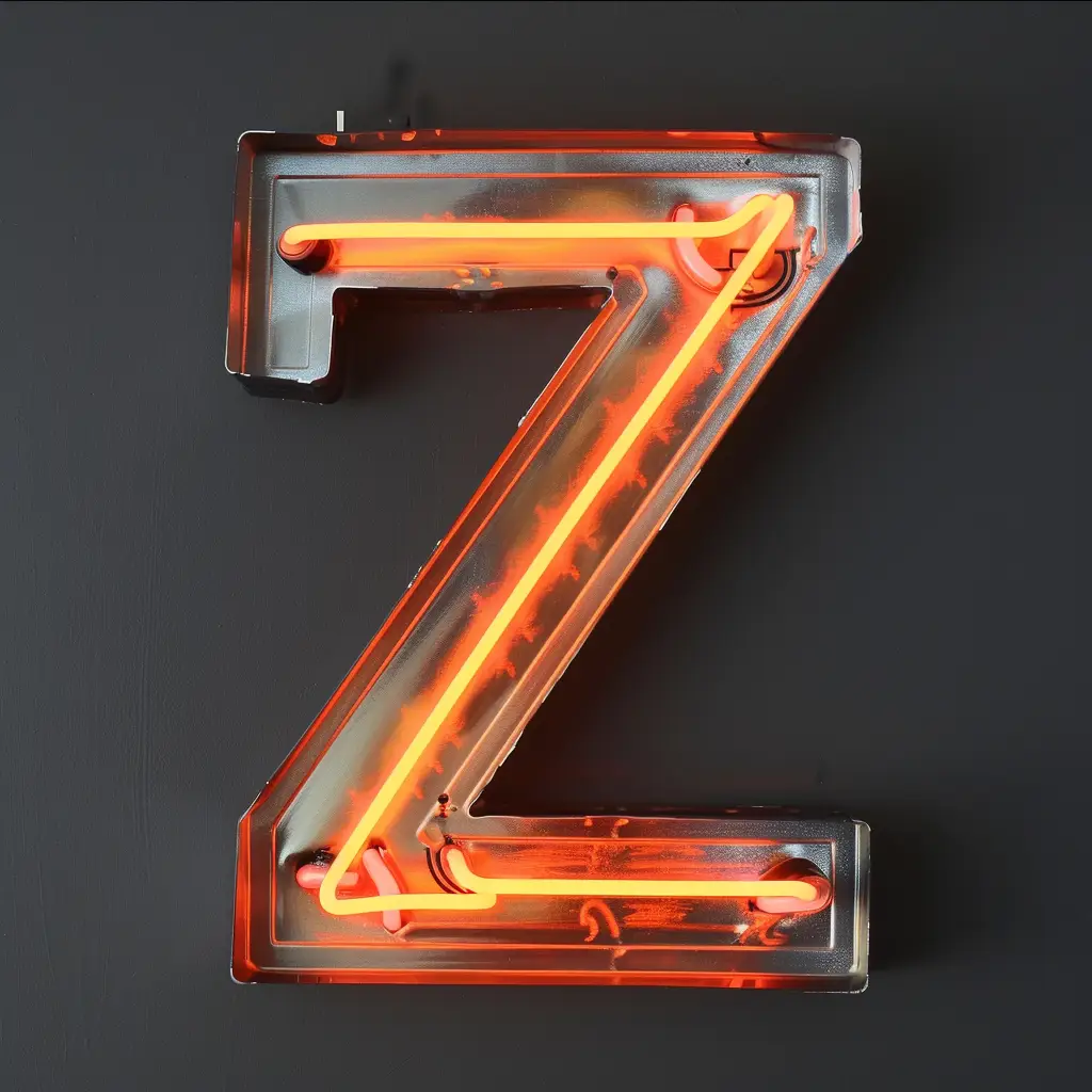 Z letter orange LED light neon word text