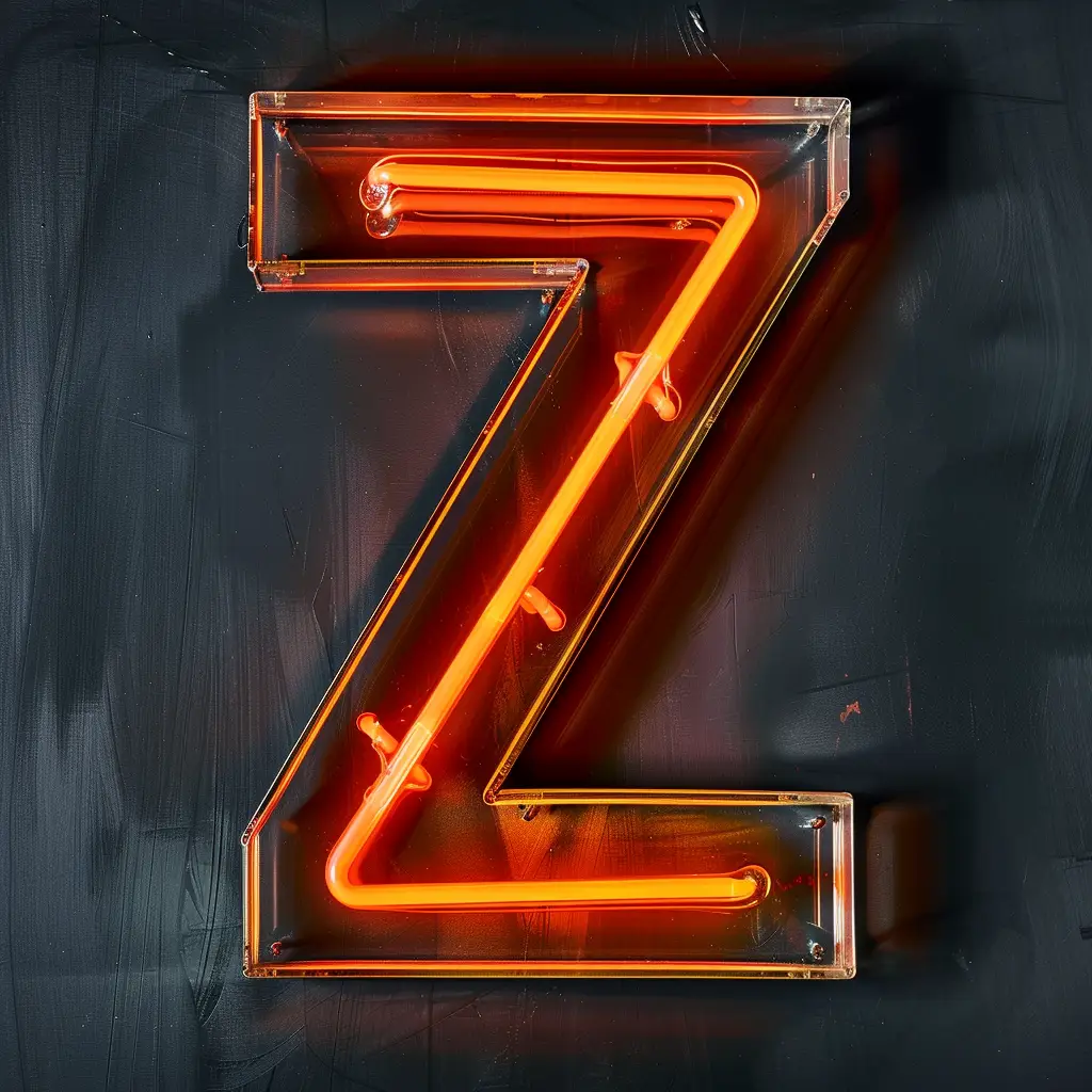 Z letter orange LED neon light word text