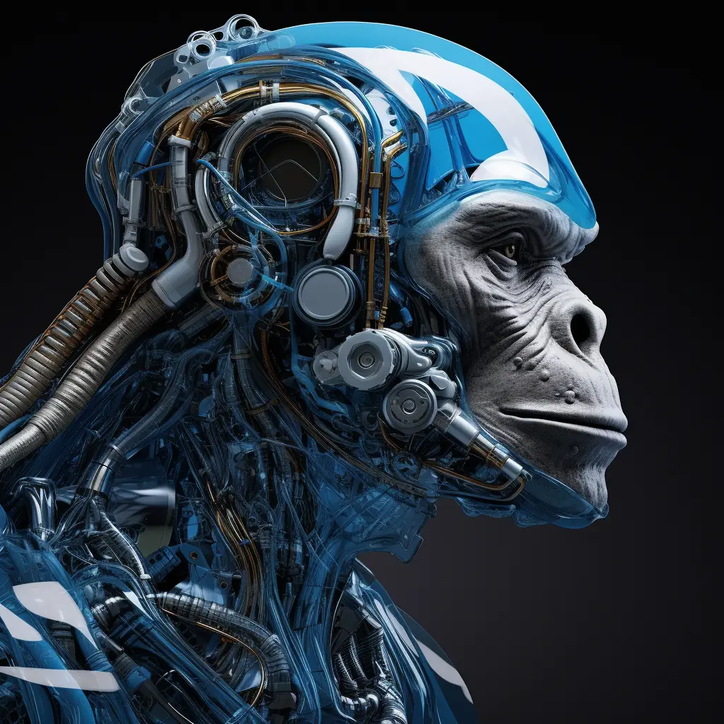 ape monkey head robot anatomy technology science fiction 3D