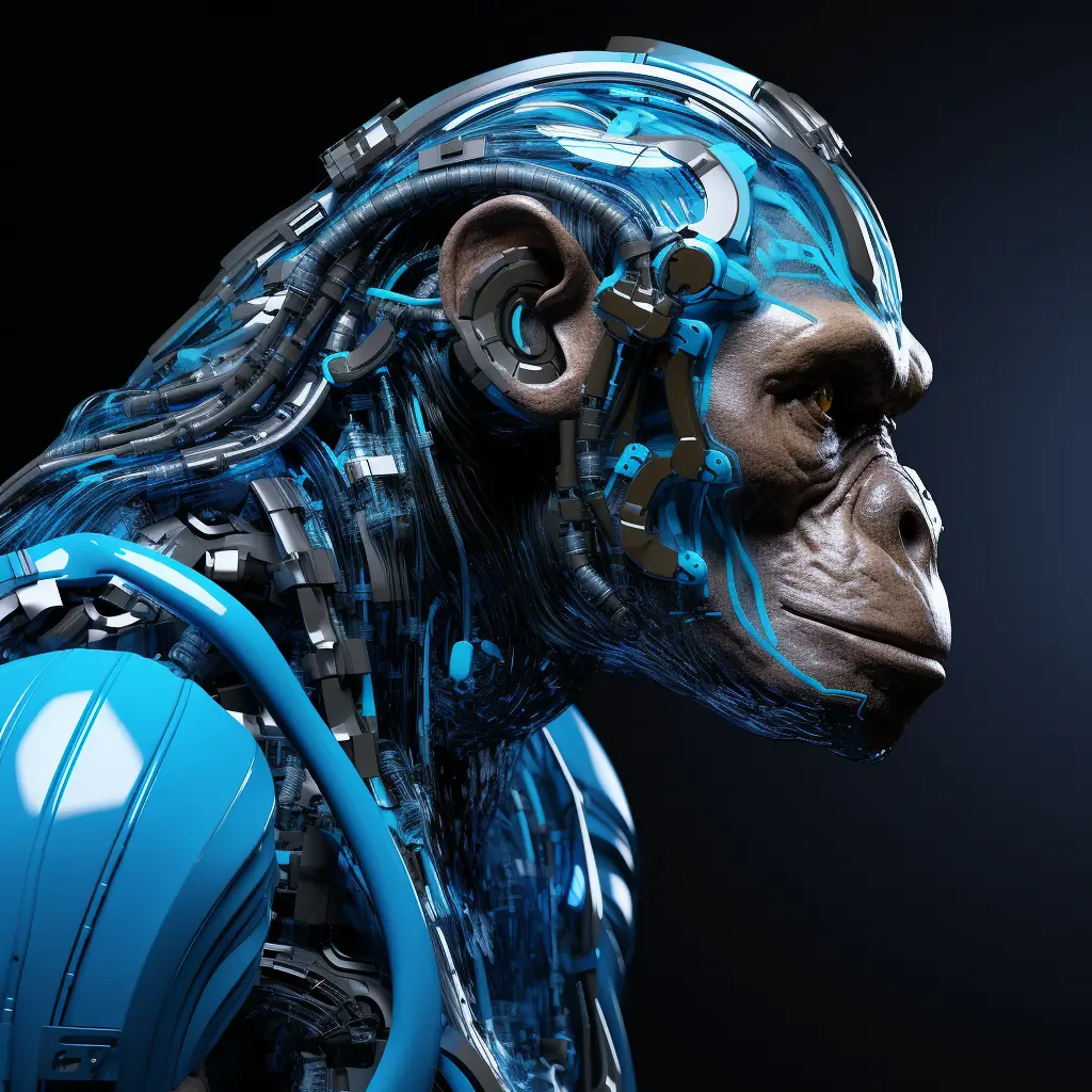ape monkey robot head anatomy technology science fiction 3D