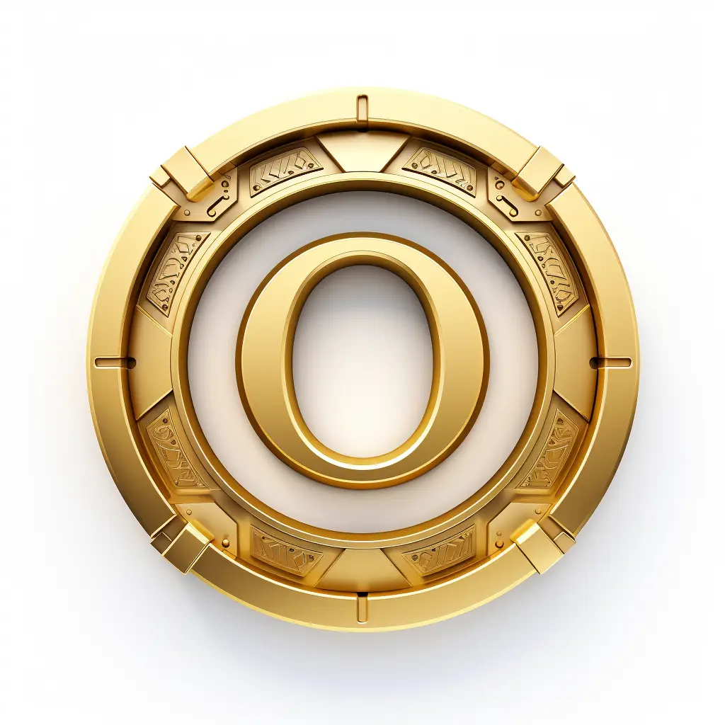 badge O logo letter gold golden coin