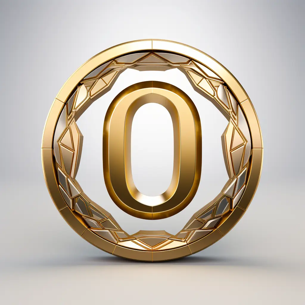 badge logo 0 number gold golden coin