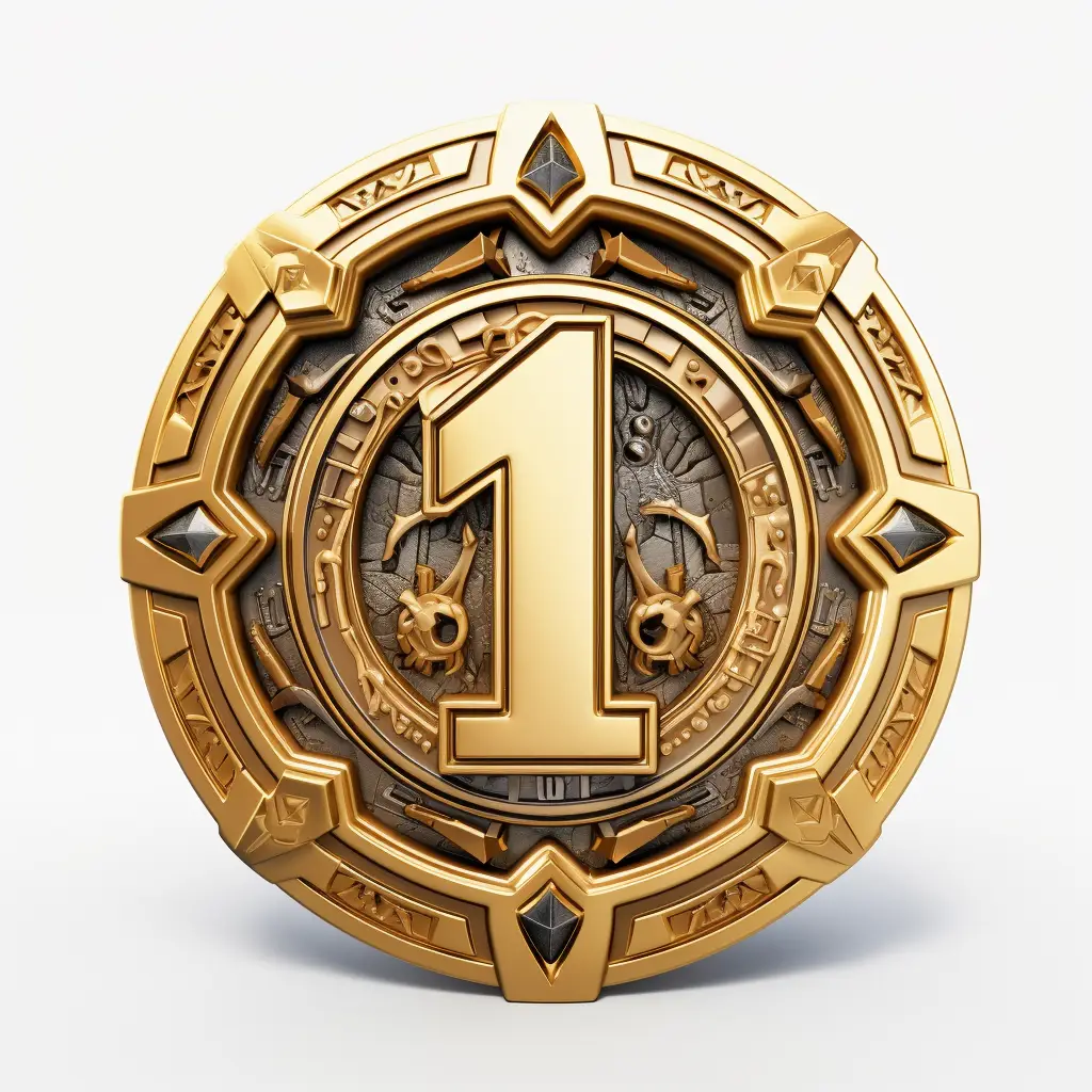 badge logo 1 number gold golden coin