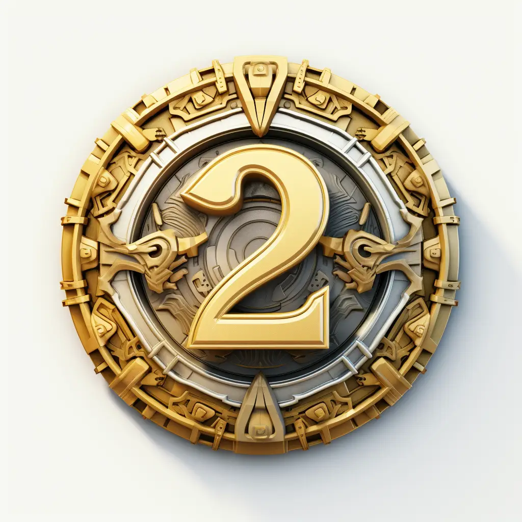 badge logo 2 number gold coin golden
