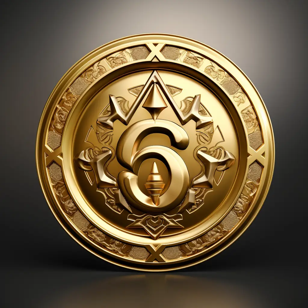 badge logo 6 number gold coin golden