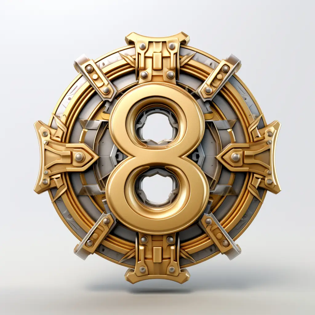 badge logo 8 number gold coin golden