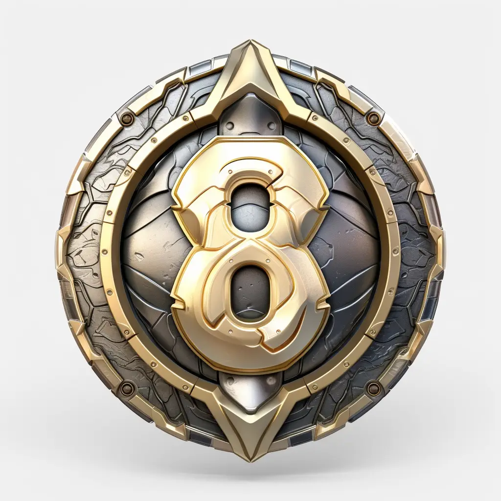 badge logo 8 number gold golden coin