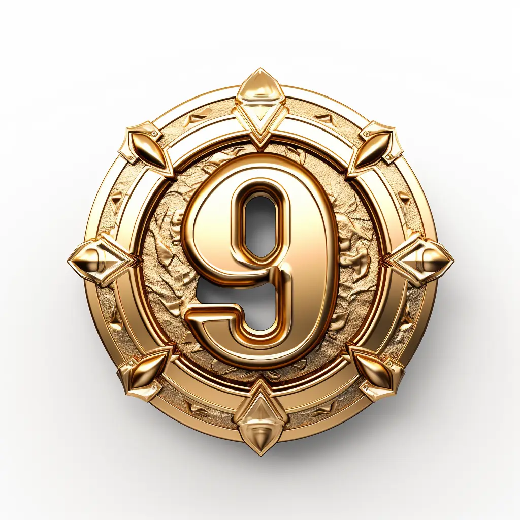 badge logo 9 number gold golden coin