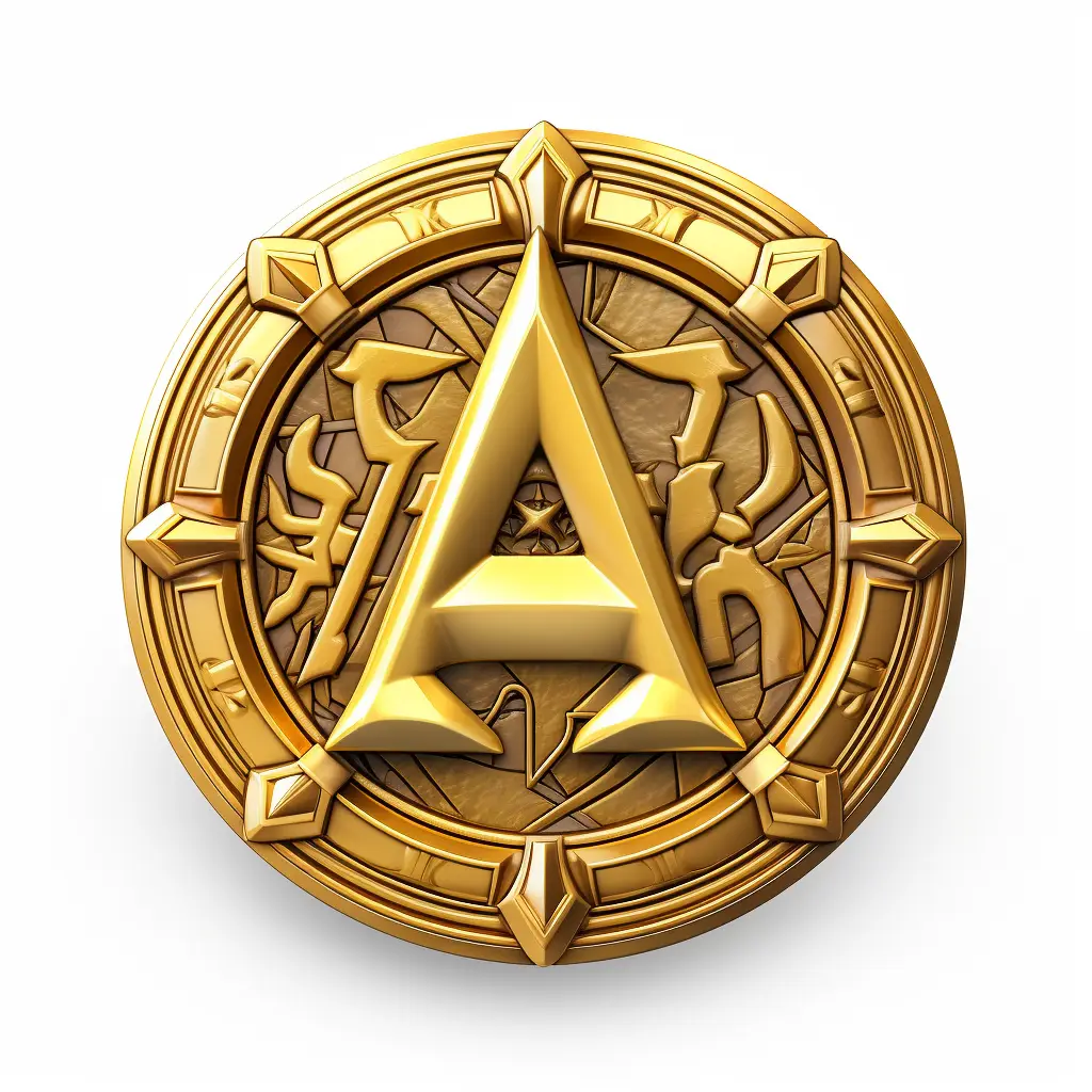 badge logo A letter gold coin golden