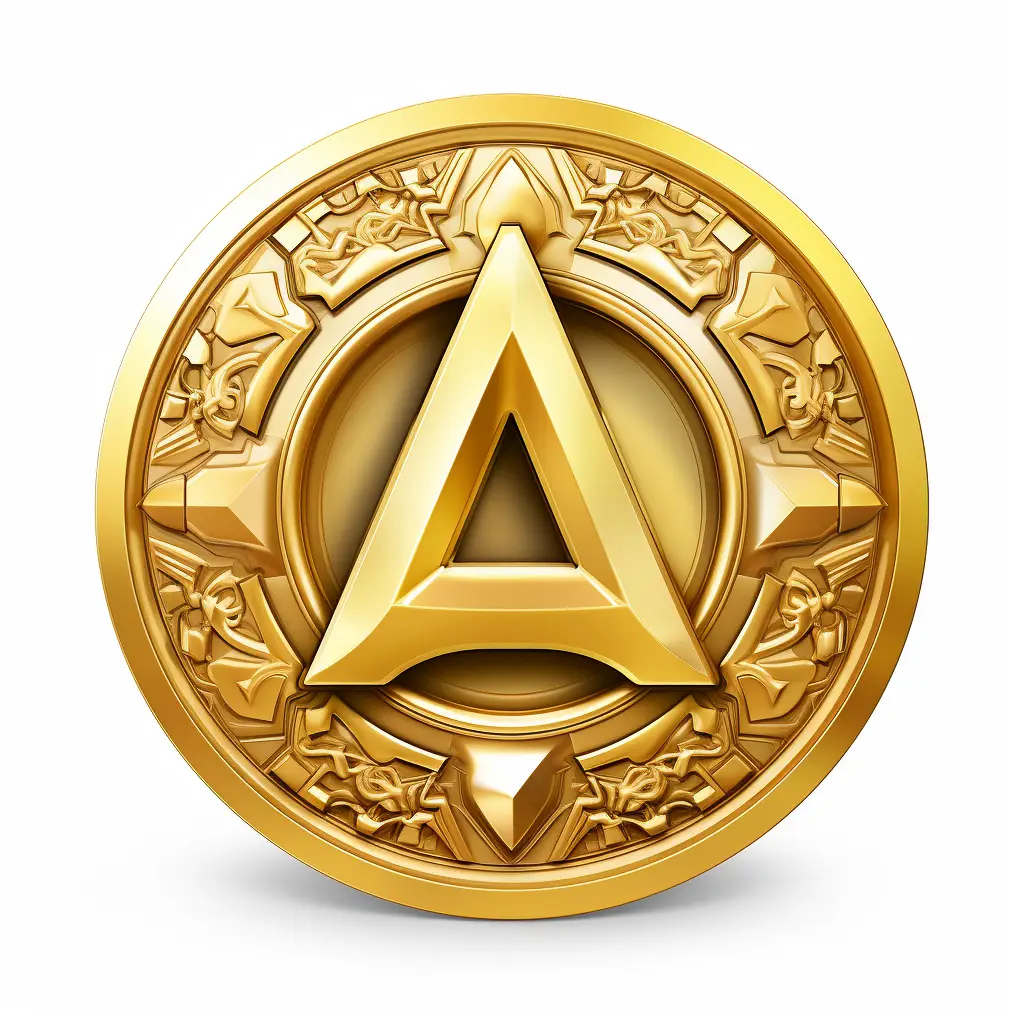 badge logo A letter gold golden coin