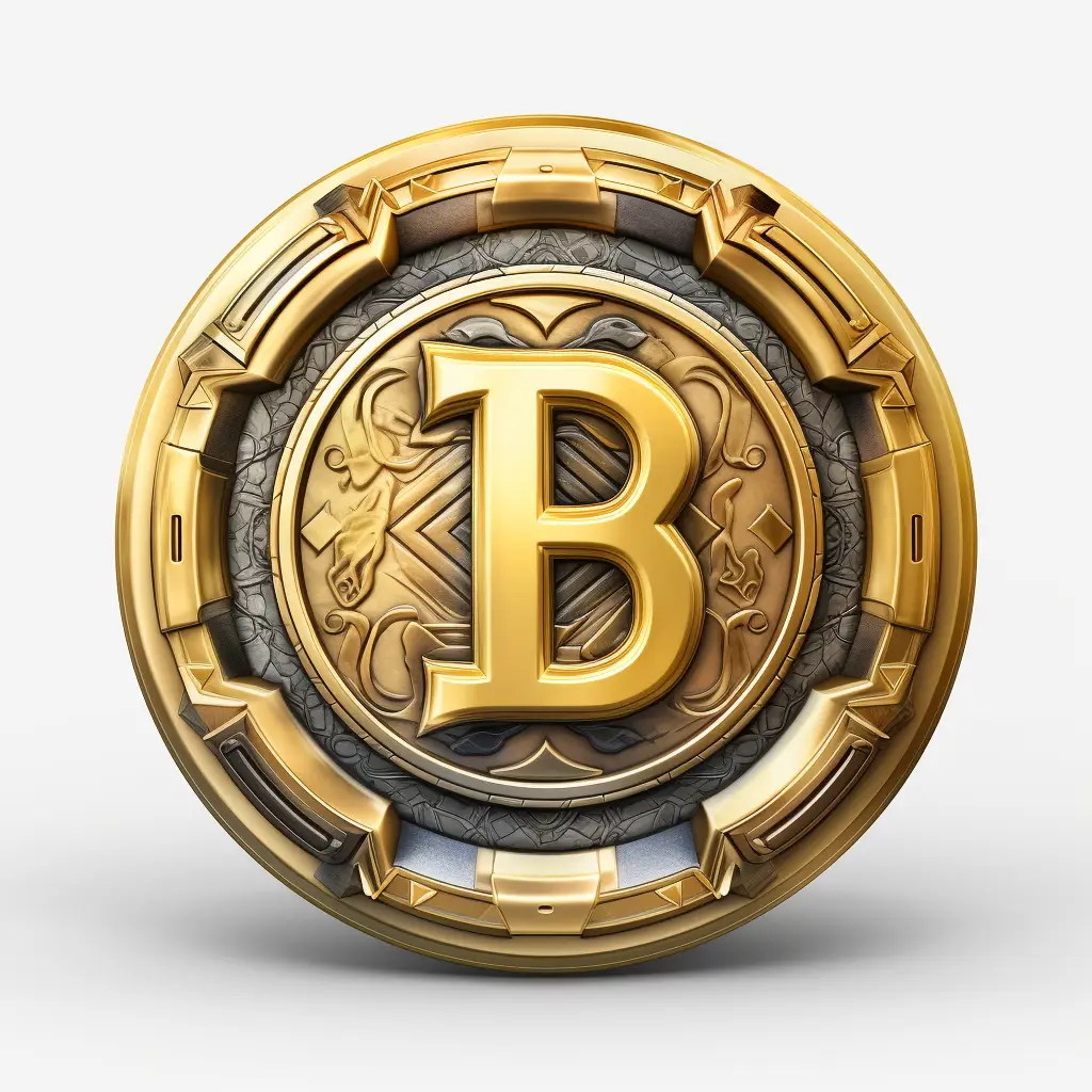 badge logo B letter gold coin golden