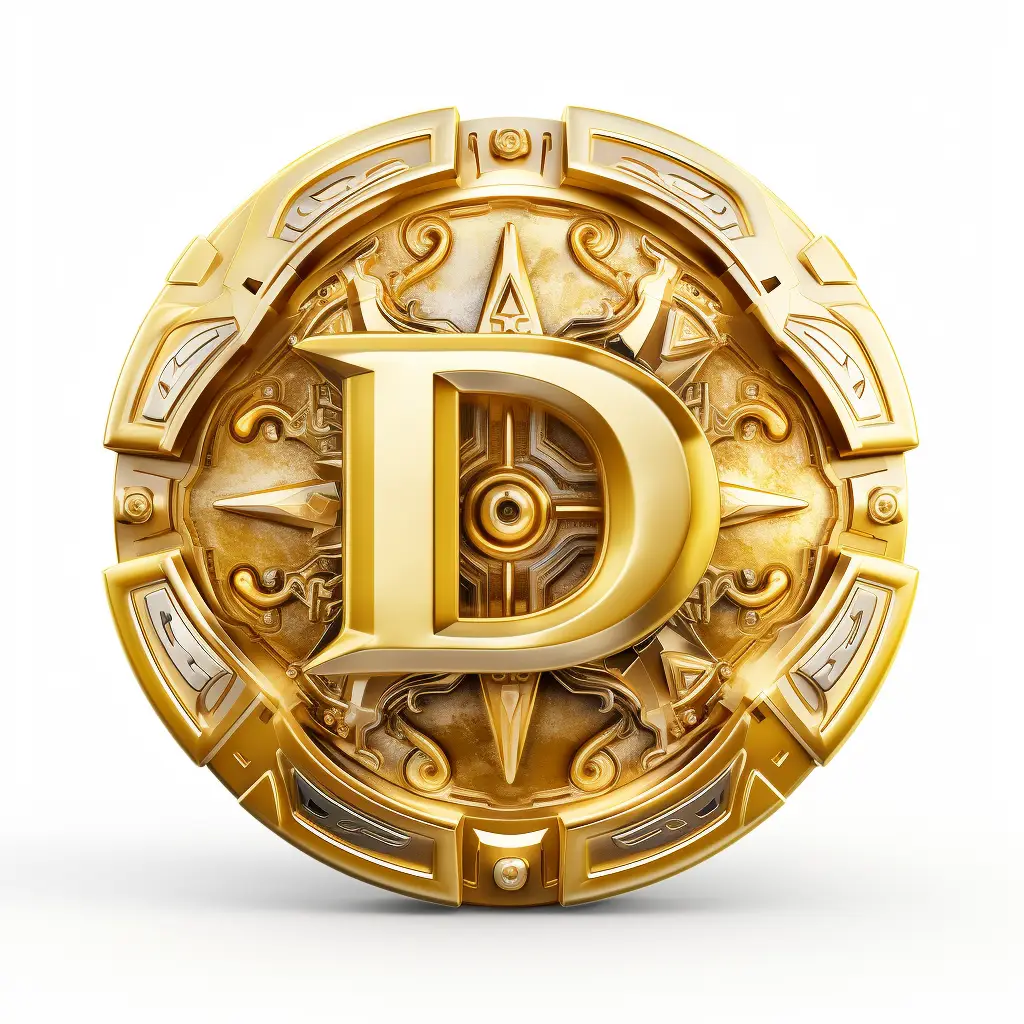 badge logo D letter gold coin golden