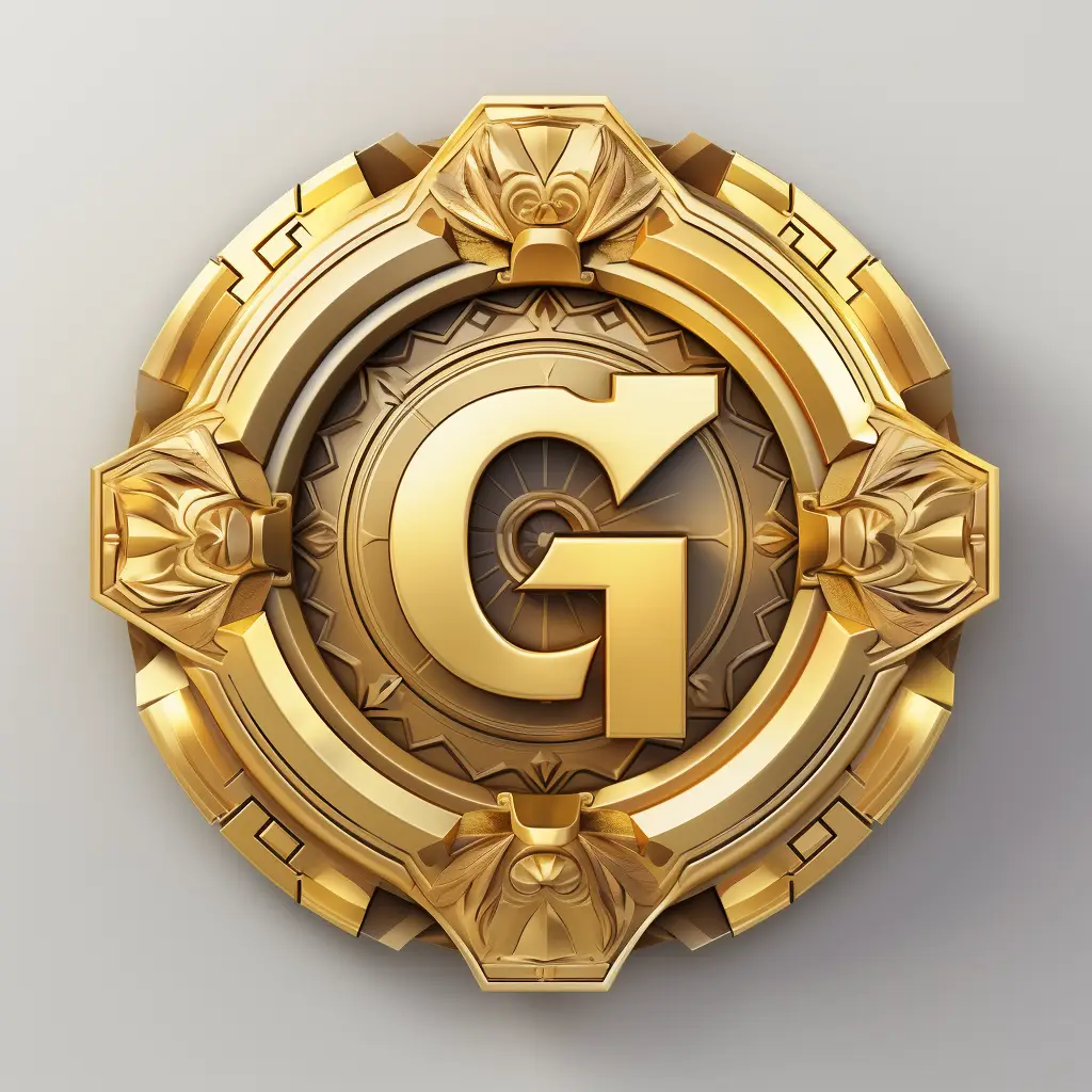 badge logo G letter gold coin golden