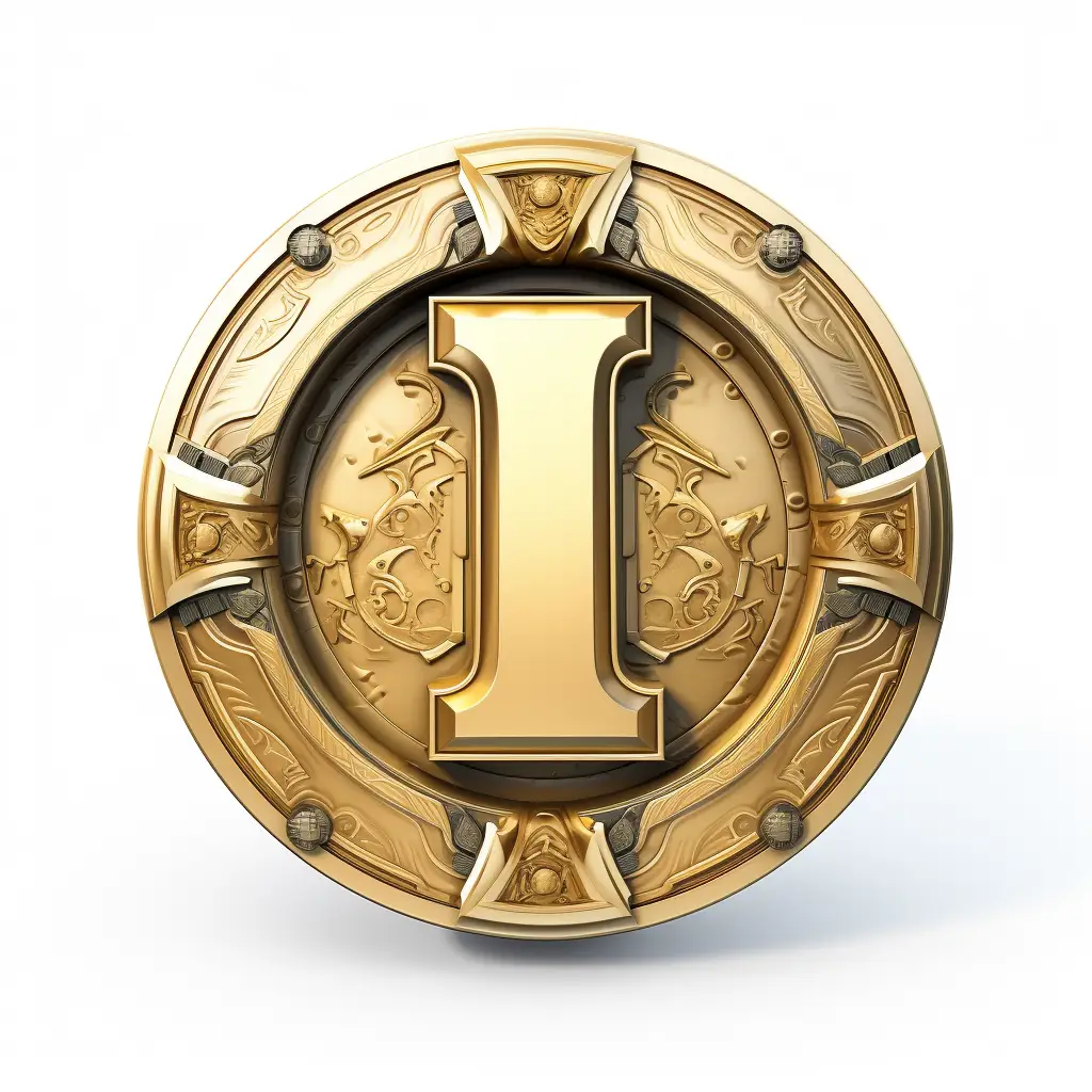 badge logo I letter gold coin golden