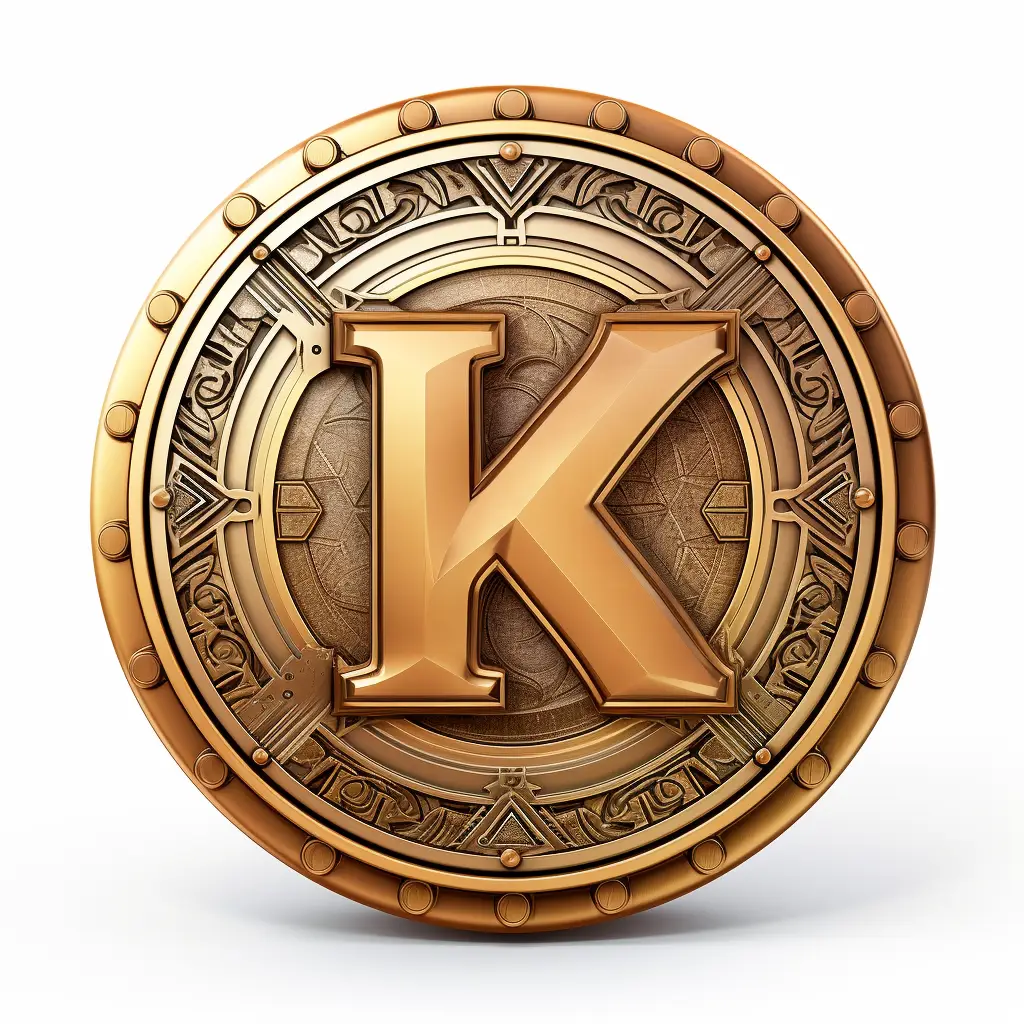 badge logo K letter gold coin golden