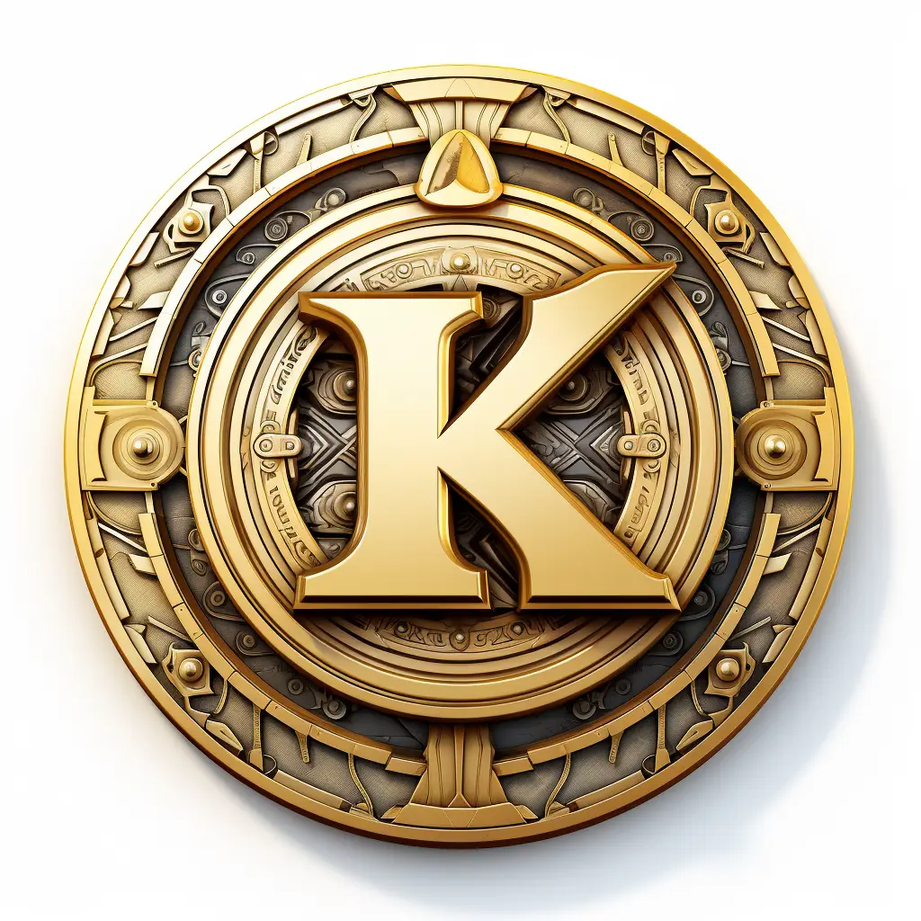 badge logo K letter gold golden coin