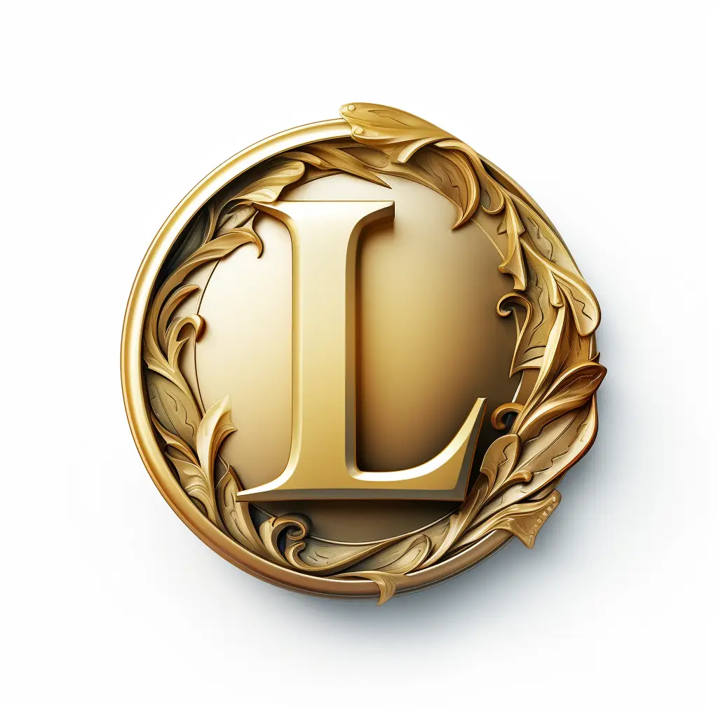 badge logo L letter gold coin golden