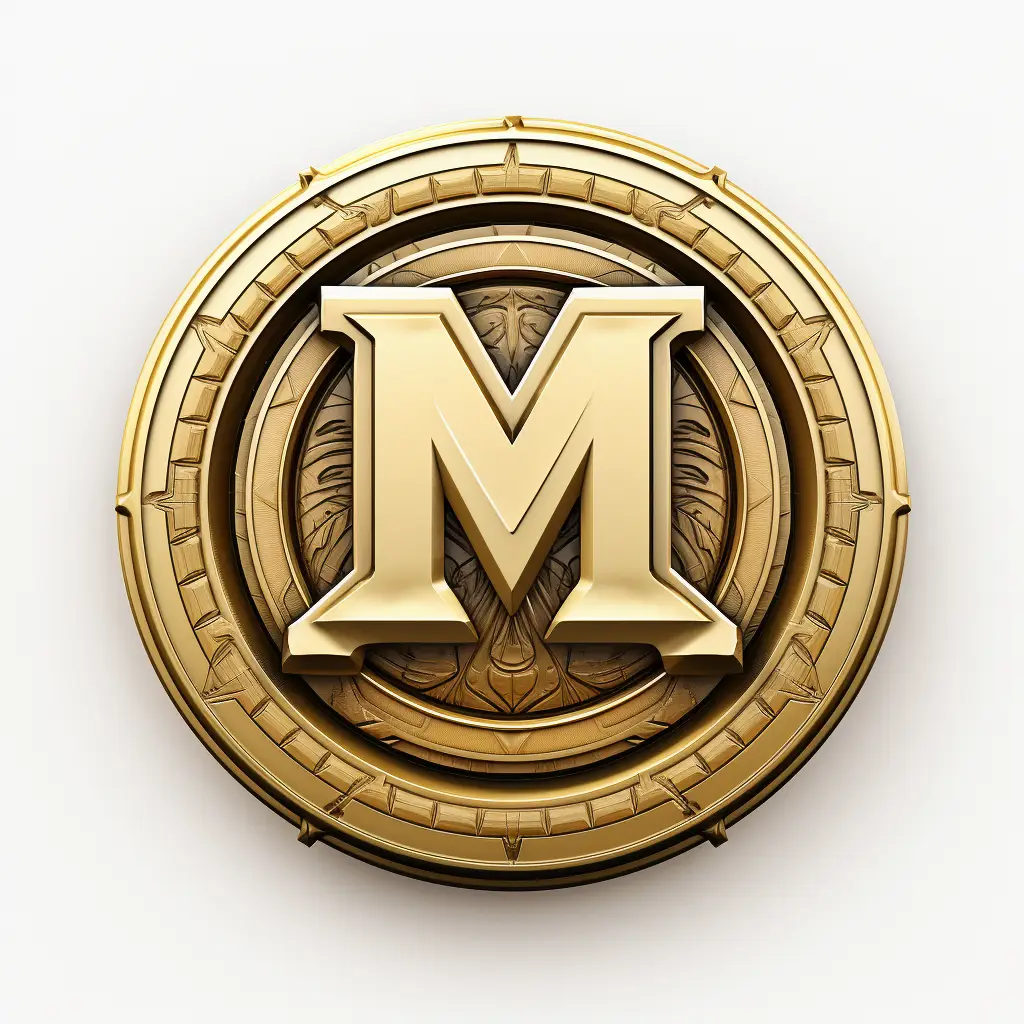 badge logo M letter gold coin golden