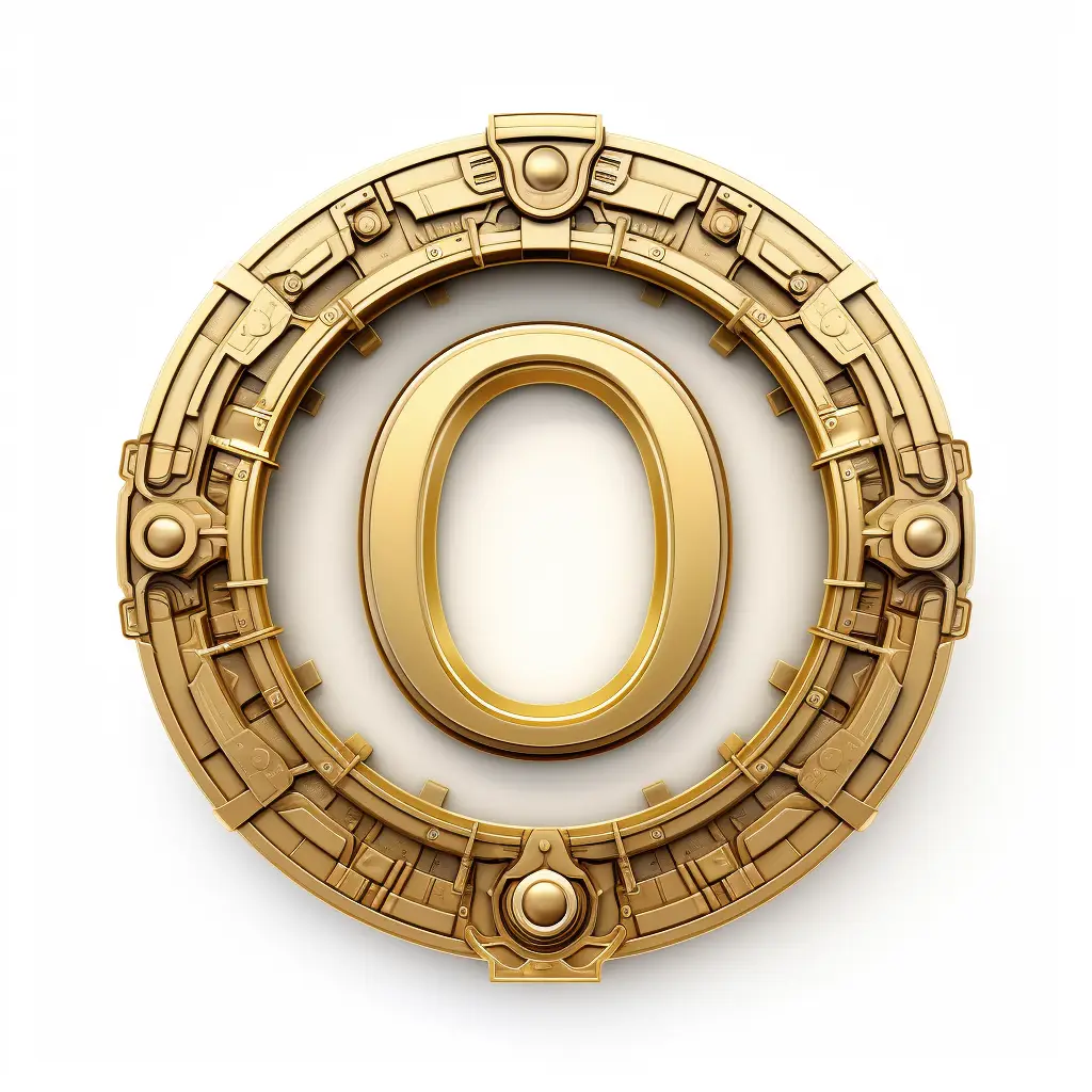badge logo O letter gold coin golden