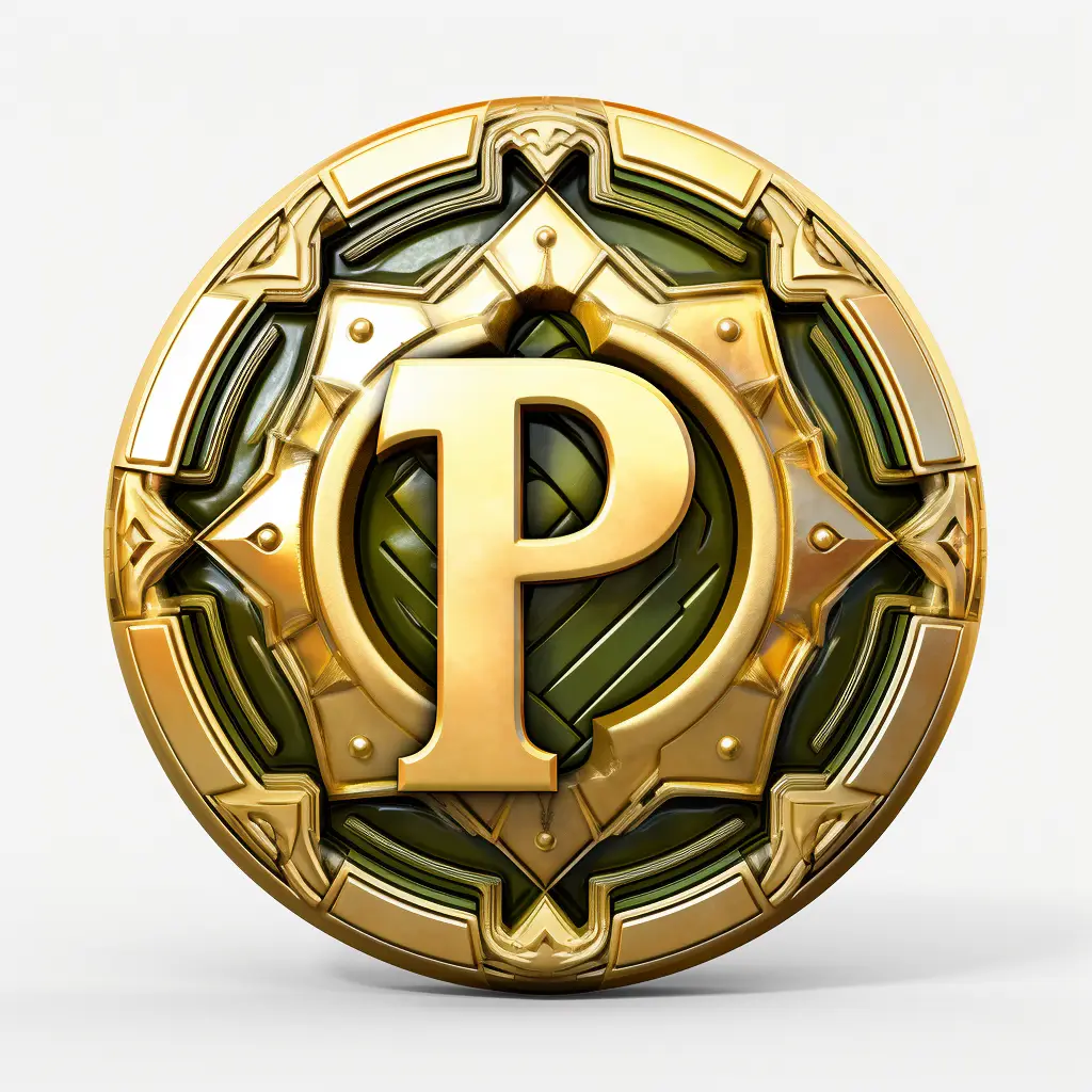 badge logo P letter gold coin golden