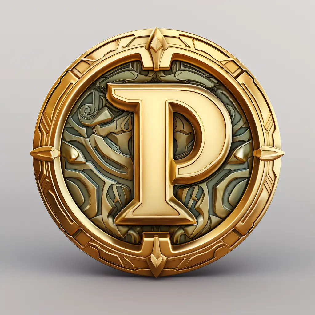 badge logo P letter gold golden coin