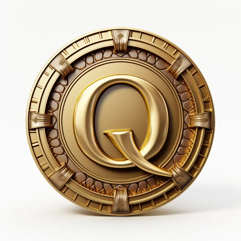badge logo Q letter gold coin golden