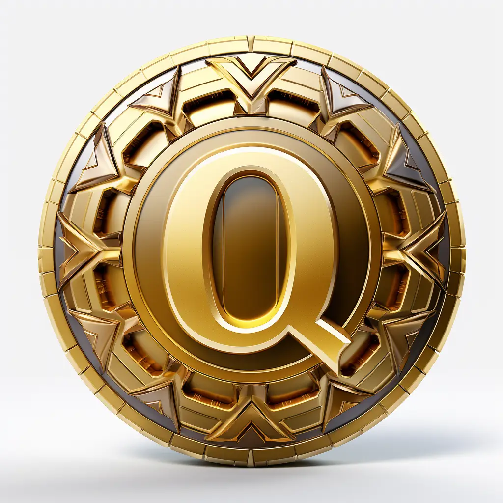 badge logo Q letter gold golden coin