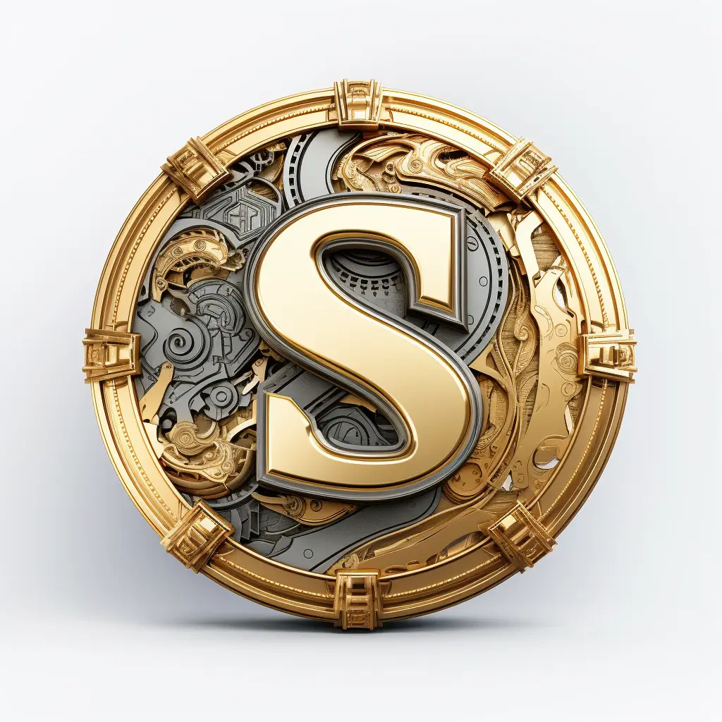 badge logo S letter gold coin golden