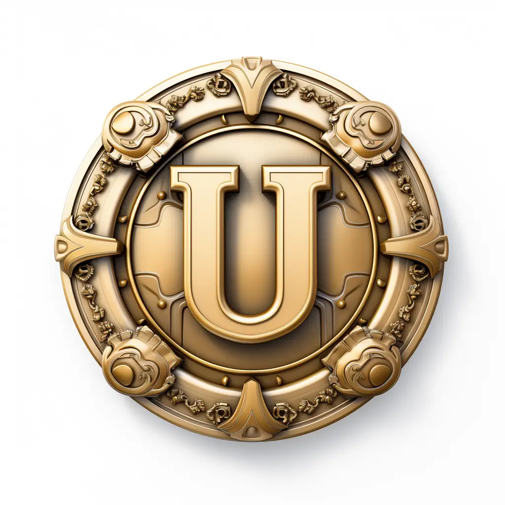 badge logo U letter gold coin golden