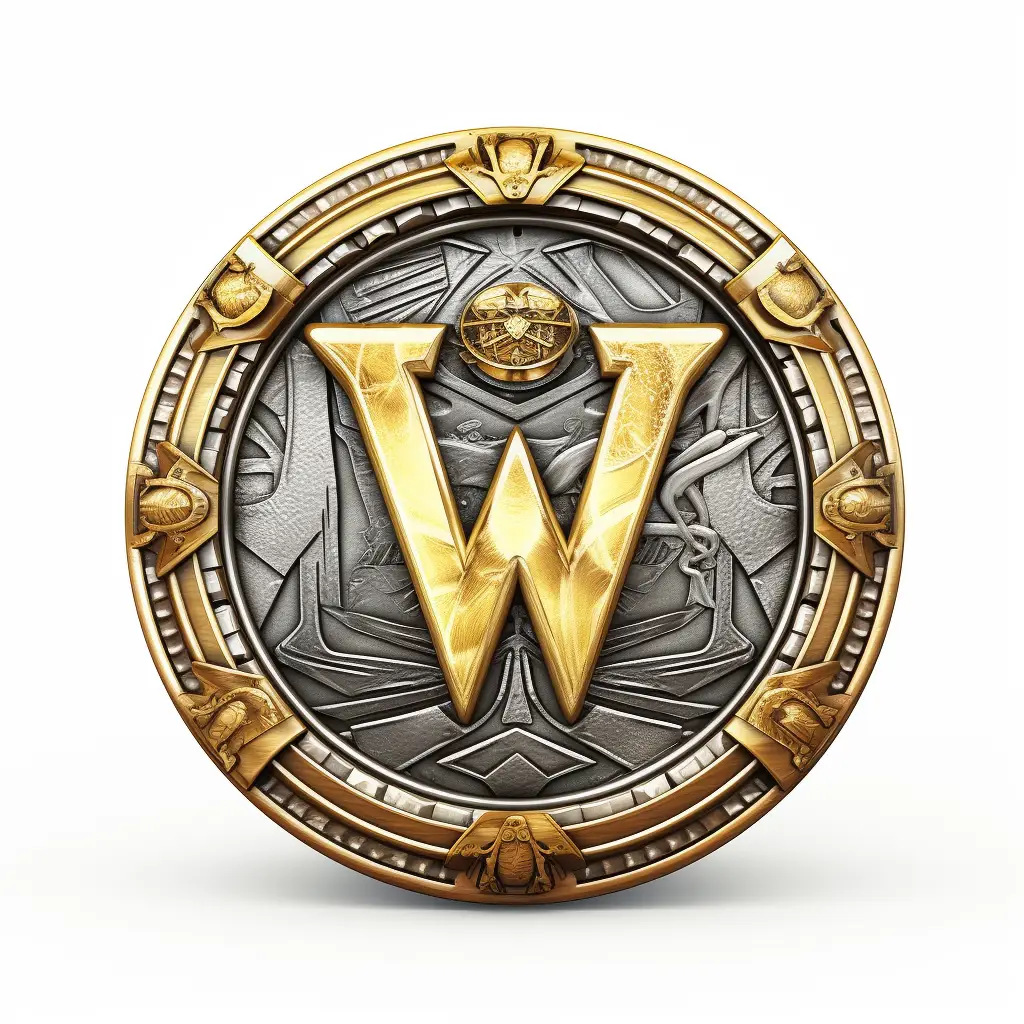 badge logo W letter gold golden coin