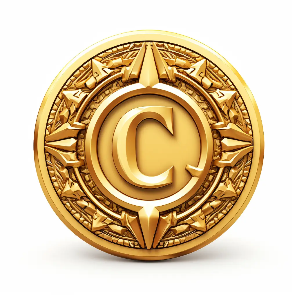 badge logo letter C gold golden coin