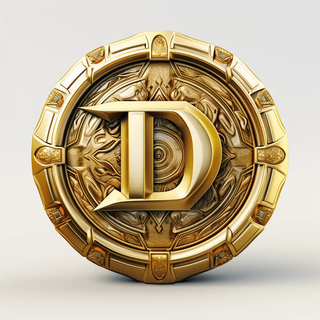 badge logo letter D gold coin golden