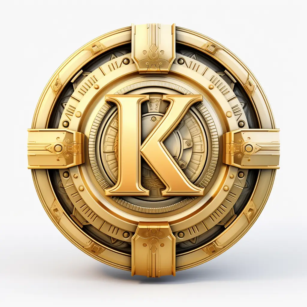 badge logo letter K gold golden coin