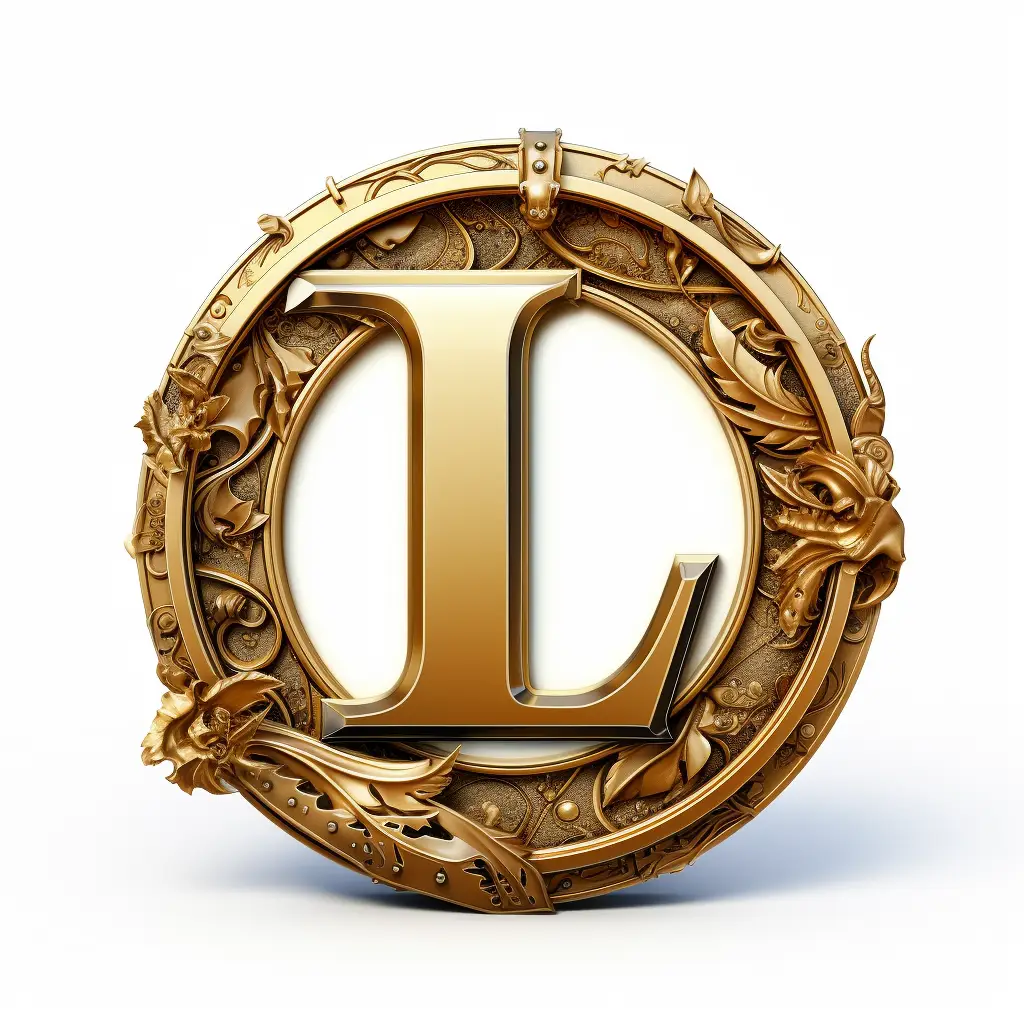 badge logo letter L gold golden coin