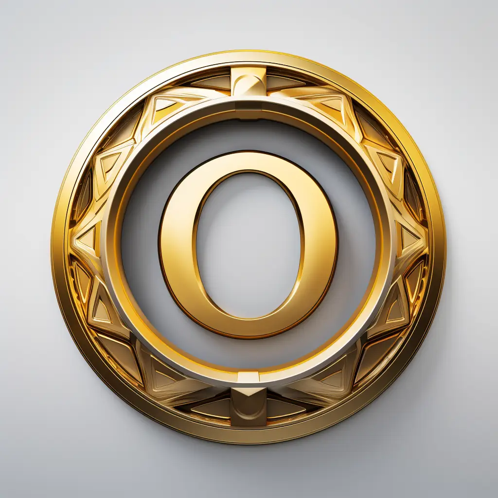 badge logo letter O gold golden coin