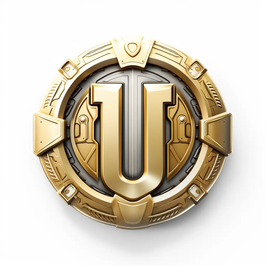 badge logo letter U gold coin golden