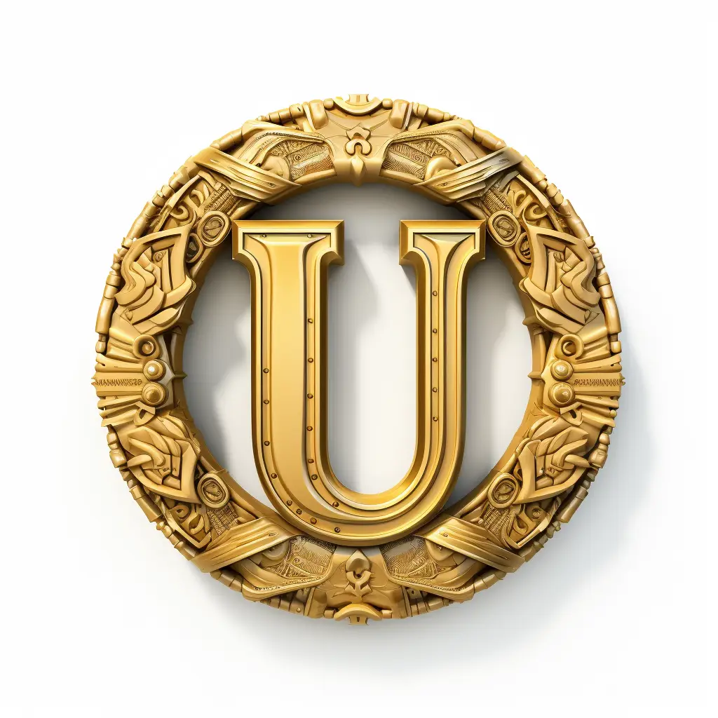 badge logo letter U gold golden coin