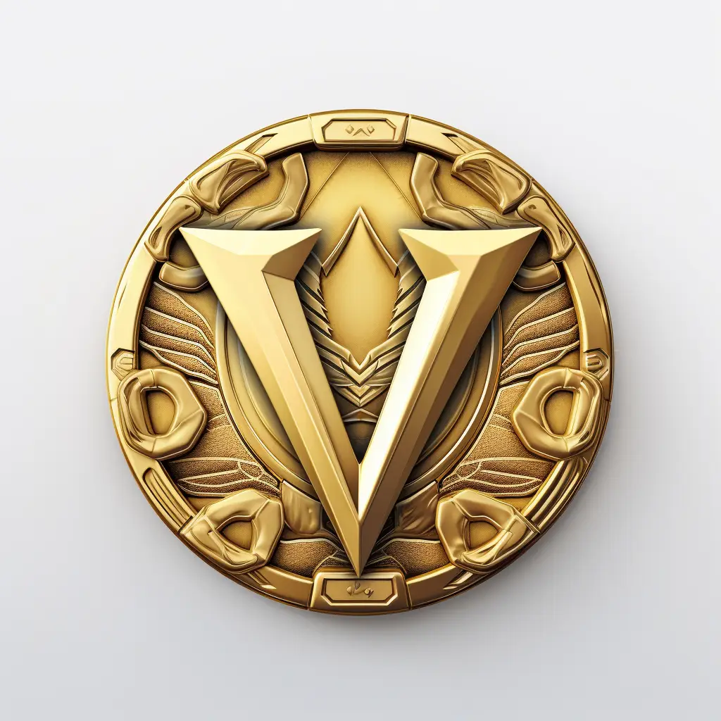 badge logo letter V gold coin golden