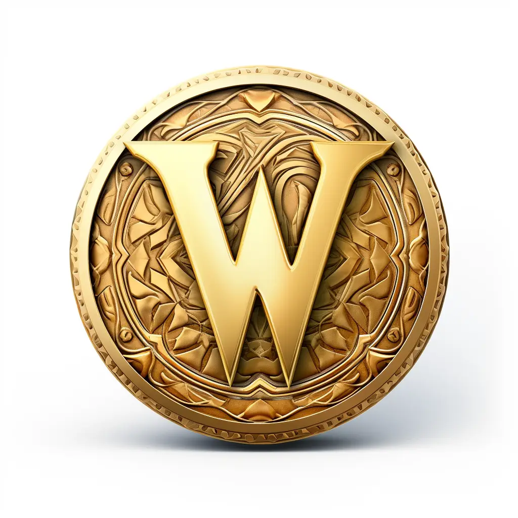 badge logo letter W gold coin golden