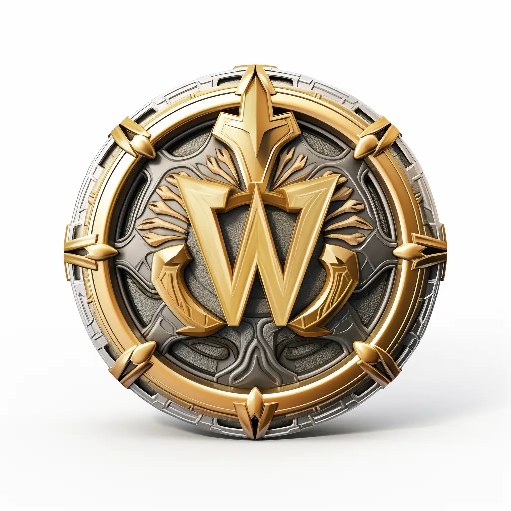 badge logo letter W gold golden coin